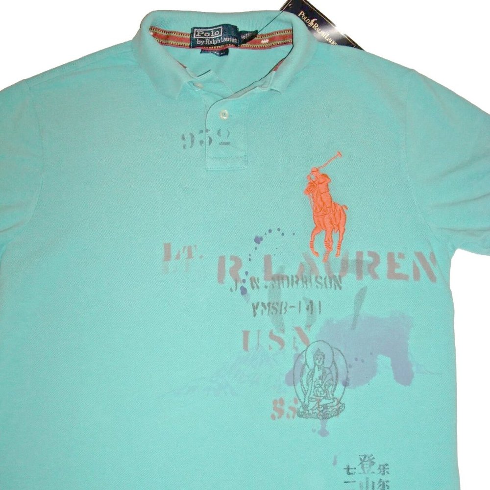 Polo by Ralph Lauren Aqua Blue Polo with Orange Pony